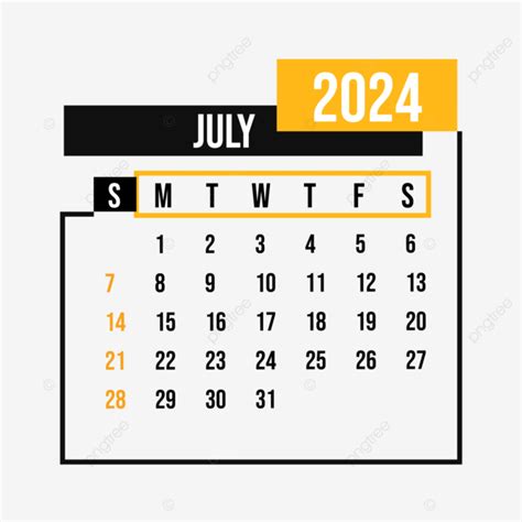 July 2024 Calendar Design Minimalist Style Vector July 2024 Calendar