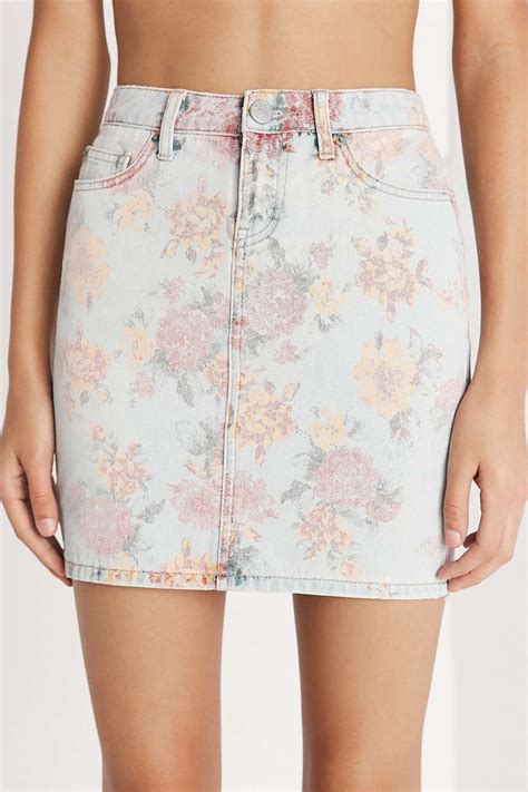 Bdg Floral Print Denim Mini Skirt Ruffle Skirts Satin Skirt Plaid
