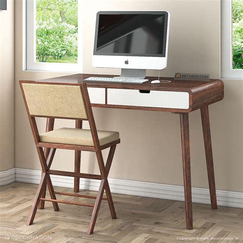 New users enjoy 60% off. Natalia Solid Sheesham Wood Double Drawer Computer Table - Decornation