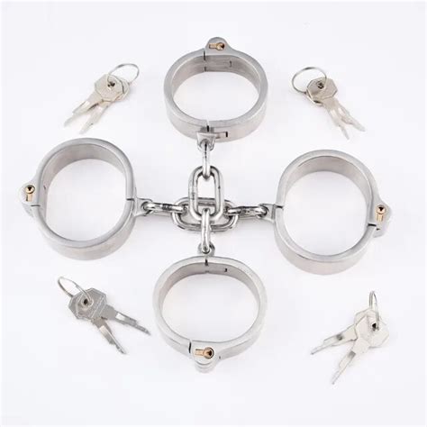 Pcs Set Stainless Steel Handcuffs Ankle Cuff Handcuffs For Sex Bondage Set Sex Restraints Kit