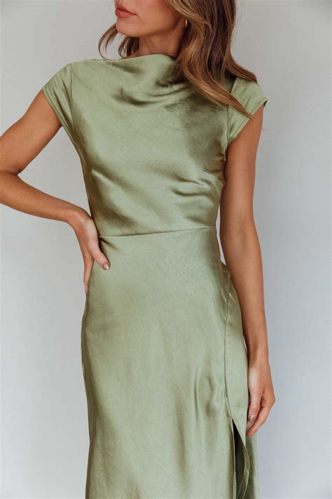 Shop The Lucinda Twist Back Midi Dress Olive Selfie Leslie