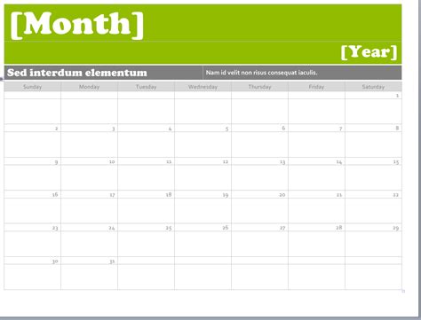 Ms Word Calendar Template