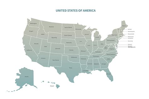 유토이미지 미국 지도 그린컬러의 북아메리카 국가지도 Vector