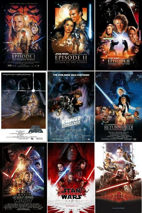 Star Wars Movie Poster Collection Bundle Set Of 9 11x17 13x19 New Usa Ebay