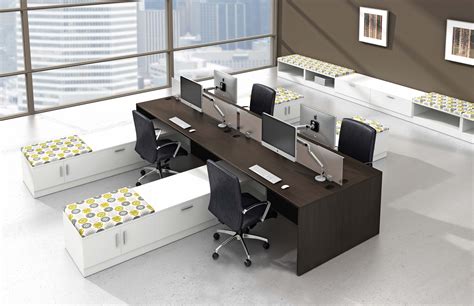 Free Standing Open Plan Benching Type Workstations That Do Not Use