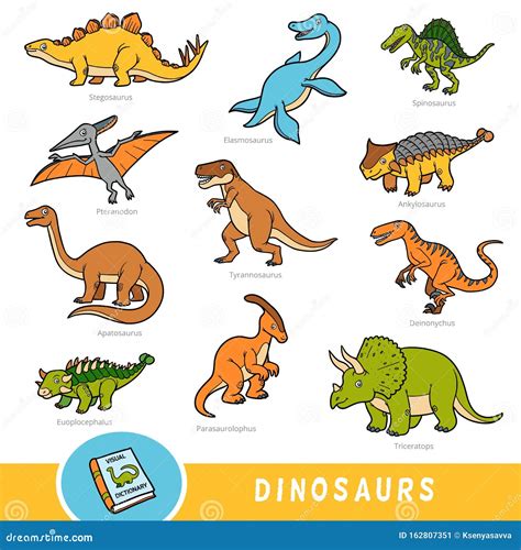 Conjunto De Dinosaurios Colección De Animales Vectoriales Con Nombres