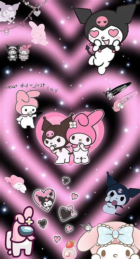 My Melody And Kuromi Şirin çizim Doodle Desenleri Hello Kitty Duvar