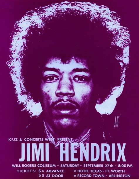 Jimi Hendrix 1969 Ft Worth Texas Handbill