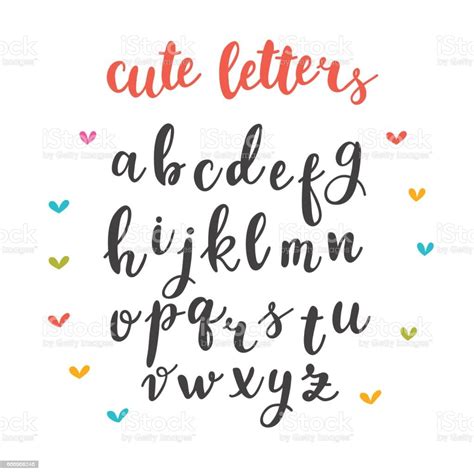 Ilustración De Cute Letters Hand Drawn Calligraphic Font Lettering