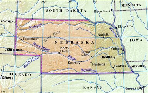 Nebraska Map With Cities Photos