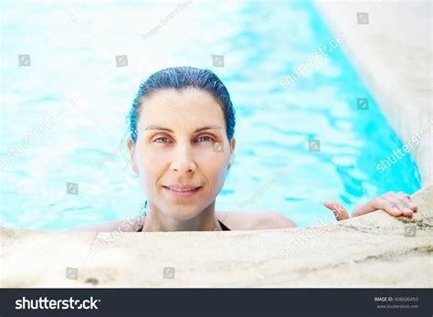 Portrait Mature Woman Swimming Pool Stock Photo Shutterstock