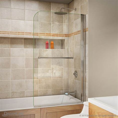 bath authority dreamline aquaswing tub door 34 in w x 58 in h clear glass tub door in chrome
