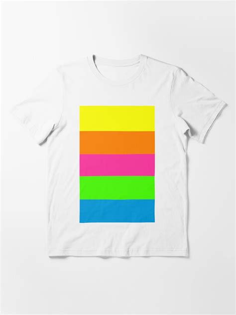 Plain Solid Neon Fluorescent Rainbow Stripes 5 Colors T Shirt By