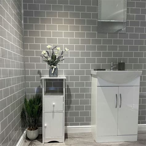 Metro Grey Tile Effect Gloss Pvc Panel Dbs Bathrooms