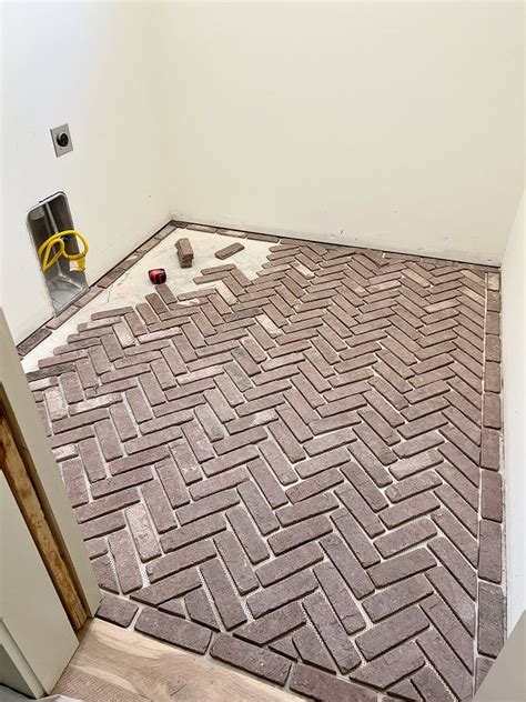 How To Install Herringbone Brick Floor Tile Jenna Sue Design