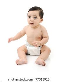 Naked Cute Baby Isolated On White Foto Stock 77313916 Shutterstock