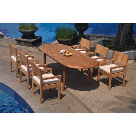 Grade A Teak Dining Set 6 Seater 7 Pc 94 Double Extension Oval Table A80