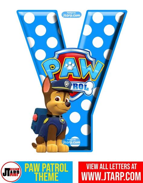 The Letter Y Is For Paw Patrol With A Dog On Its Back And Polka Dots