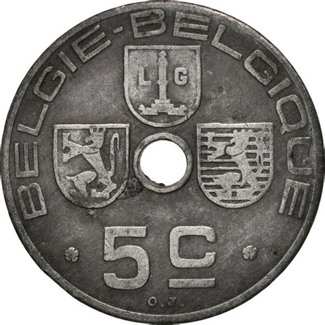 5 Centimes Belgium 1941 1942 Km 124 Coinbrothers Catalog