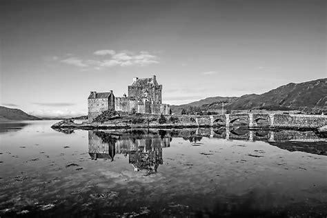 Eilean Donan Castle Black And White Poster By Crackersuk Redbubble