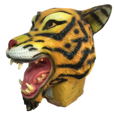 Halloween Horror Tiger Latex Mask Full Face Animal Head Rubber Masks
