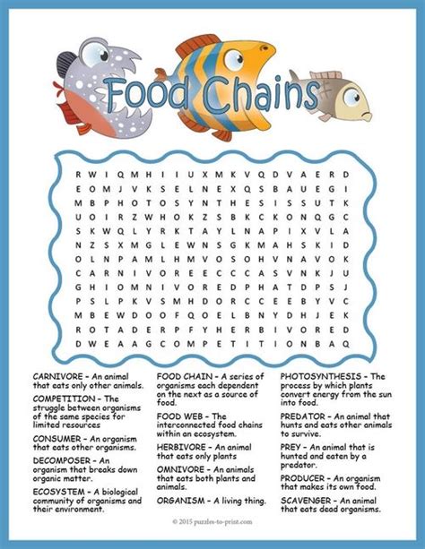 Food Chains Word Search Puzzle Worksheet Activity Food Chain Food
