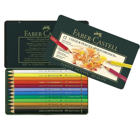 Kredki Faber Castell Polychromos 12 Kolorów Metalowe Pudełko