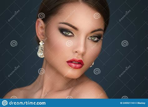 portrait of gorgeous woman with luxury earrings stock image image of eyes girl 245521143