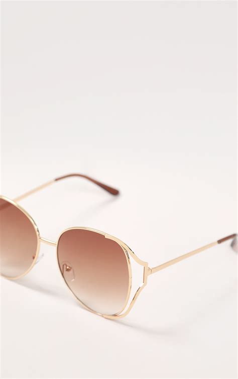 gold faded lens oversized sunglasses prettylittlething usa