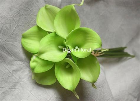 9 Stems Lime Green Calla Lily Real Touch Flowers DIY Wedding Bridal