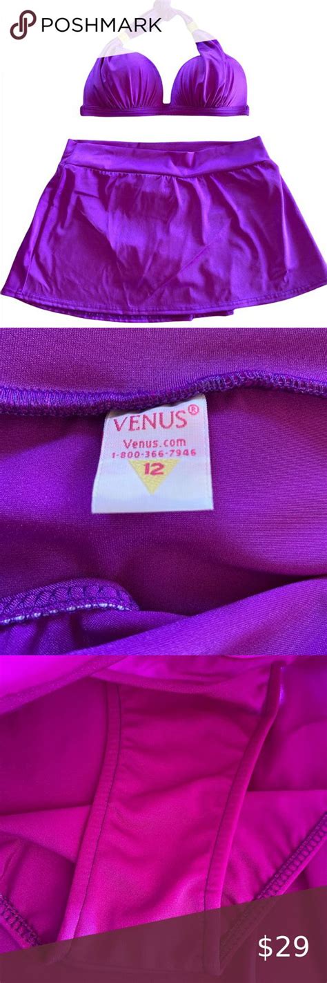 Venus Womens Purple Swim Skirt And Wire Free Bikini Top 2 Piece Swimsuit