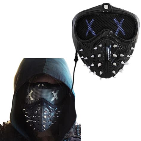 Game Watch Dogs2 Marcus Led Light Mask Cosplay Prop Punk Gothic Rivet