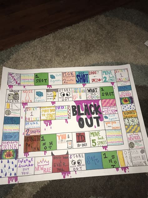 Black out Drinking Game | Drinking games, Fun drinking games, Drinking board games girls night