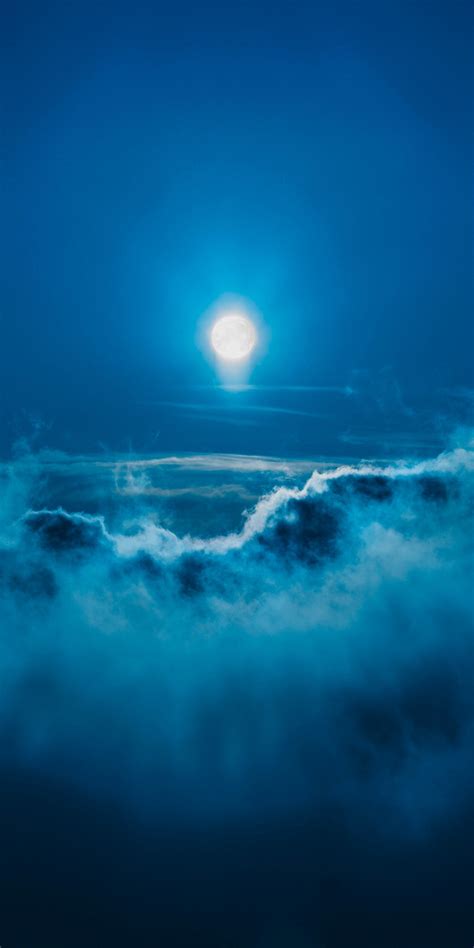 Download 1080x2160 Wallpaper Moon Clouds Sky Night Honor 7x Honor