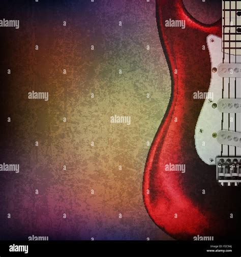 Abstract Grunge Music Background With Electric Guitar On Brown Vector