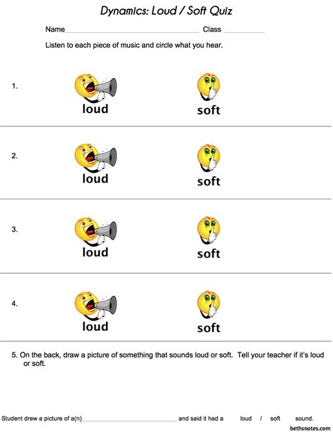 Soft And Loud Sound Worksheet
