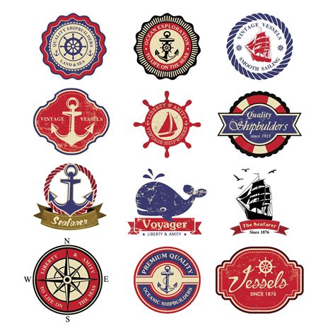 Premium Vector Collection Of Vintage Retro Nautical Labels Badges And