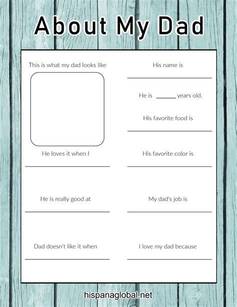Create A Memorable Fathers Day Keepsake With This Free About My Dad Printable Activity Sheet