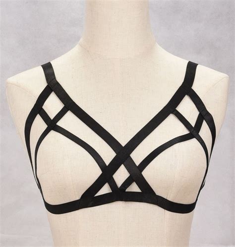 2020 Wholesale Women Harness Top Open Cup Bra Body Cage Sexy Elastic Strappy Bralette Crop Top