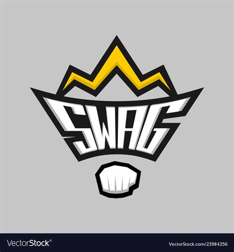 Swag Word Logo Badge With Crown And Fist Vector Image
