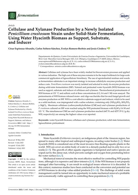 PDF Cellulase And Xylanase Production By A Newly Isolated Penicillium Crustosum Strain Under