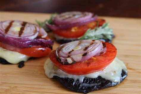 Grilled Portobello Mushrooms With Fontina Tomato And Red Onion Aux