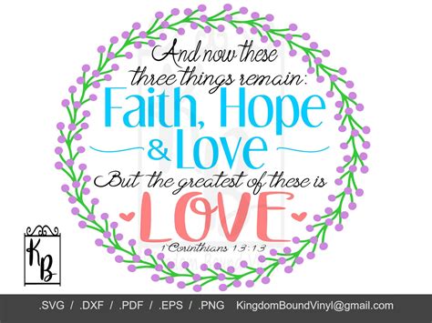Faith Hope Love 1 Corinthians 1313 Bible Verse Scripture Etsy