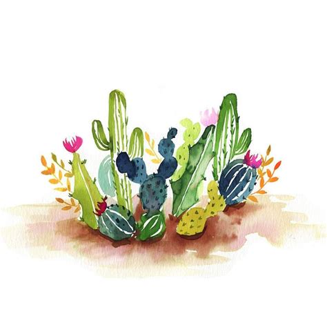 Desert Cactus Watercolor Paint Kit Watercolorarts En 2019 Dessin