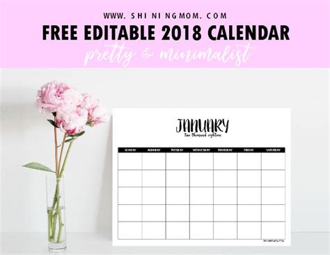 Free Fully Editable 2018 Calendar Template In Word