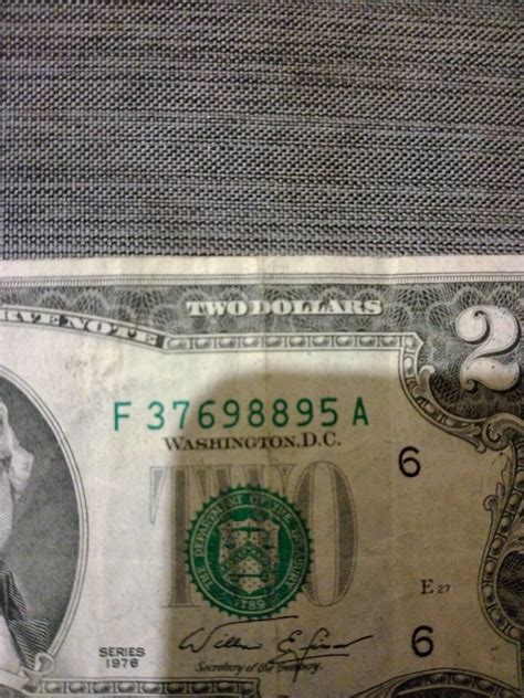 1976 2 Dollar Bill F Series Rare Misaligned Seal Off Center Other