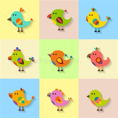 Cute Vector Birds Set In Flat Style Stock Vector Illustration Of Dove