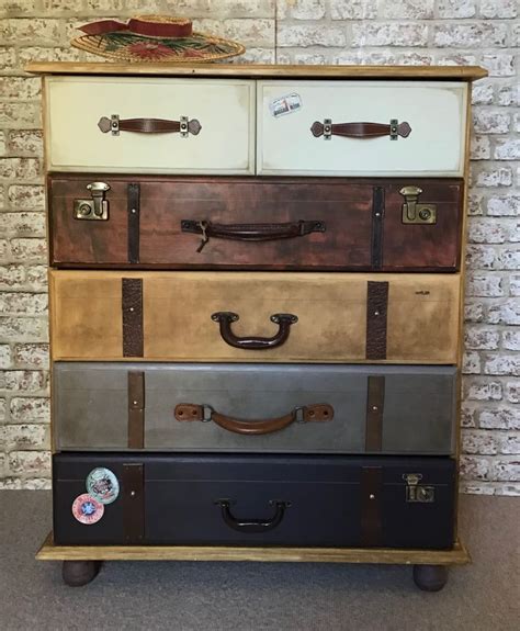 Vintage Suitcase Drawers Distressed Furniture Diy Pine Furniture