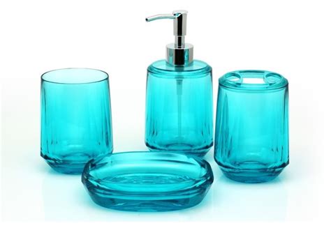 Gemme 4 Piece Bathroom Accessory Set Turquoise Bathroom Accessory