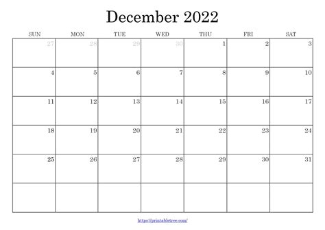 December 2022 Calendar Printable Pdf Blank Free Download